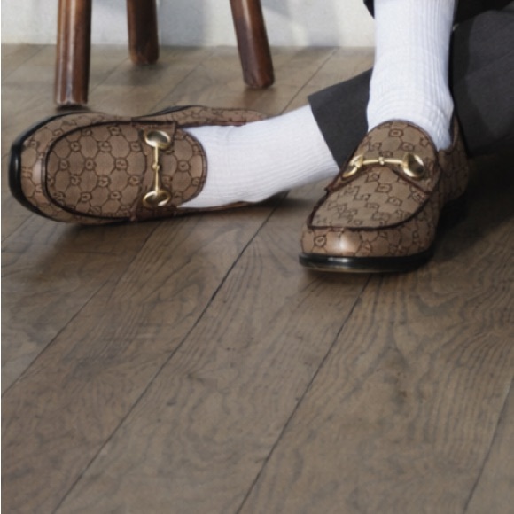 Gucci Shoes - Gucci GG Supreme Monogram Canvas Horsebit Jordaan Brixton Loafers Brown 1953 7.5
